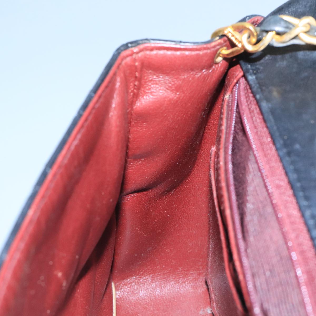 CHANEL Mini Matelasse Chain Shoulder Bag Lamb Skin Black Gold CC ep7176