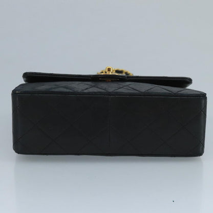 CHANEL Mini Matelasse Chain Shoulder Bag Lamb Skin Black Gold CC ep7176