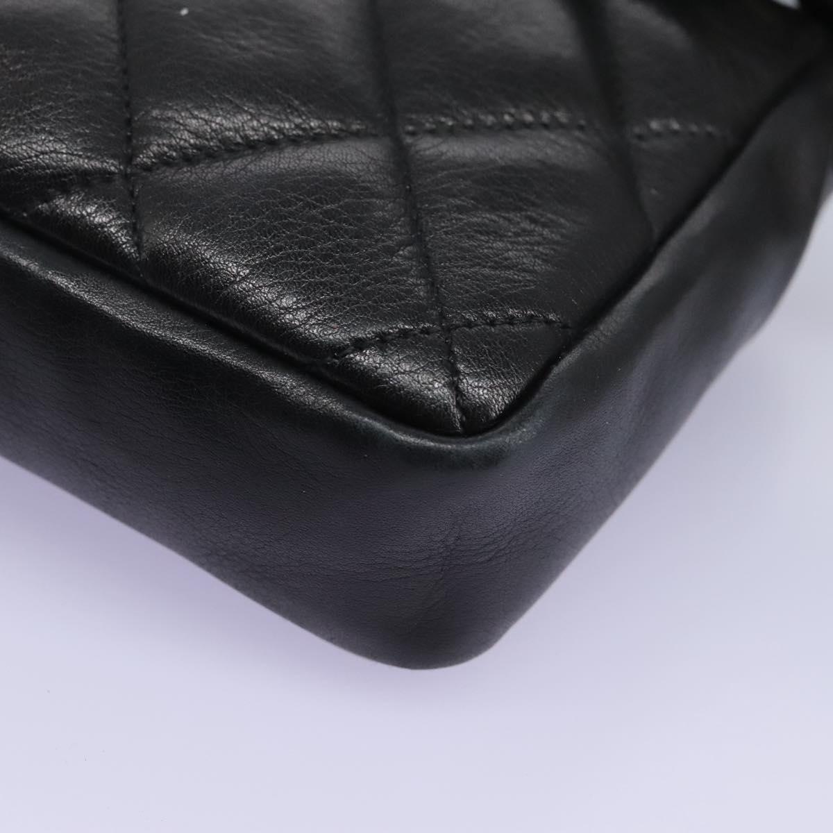 CHANEL Matelasse Chain Waist bag Lamb Skin Black Gold CC ep7397