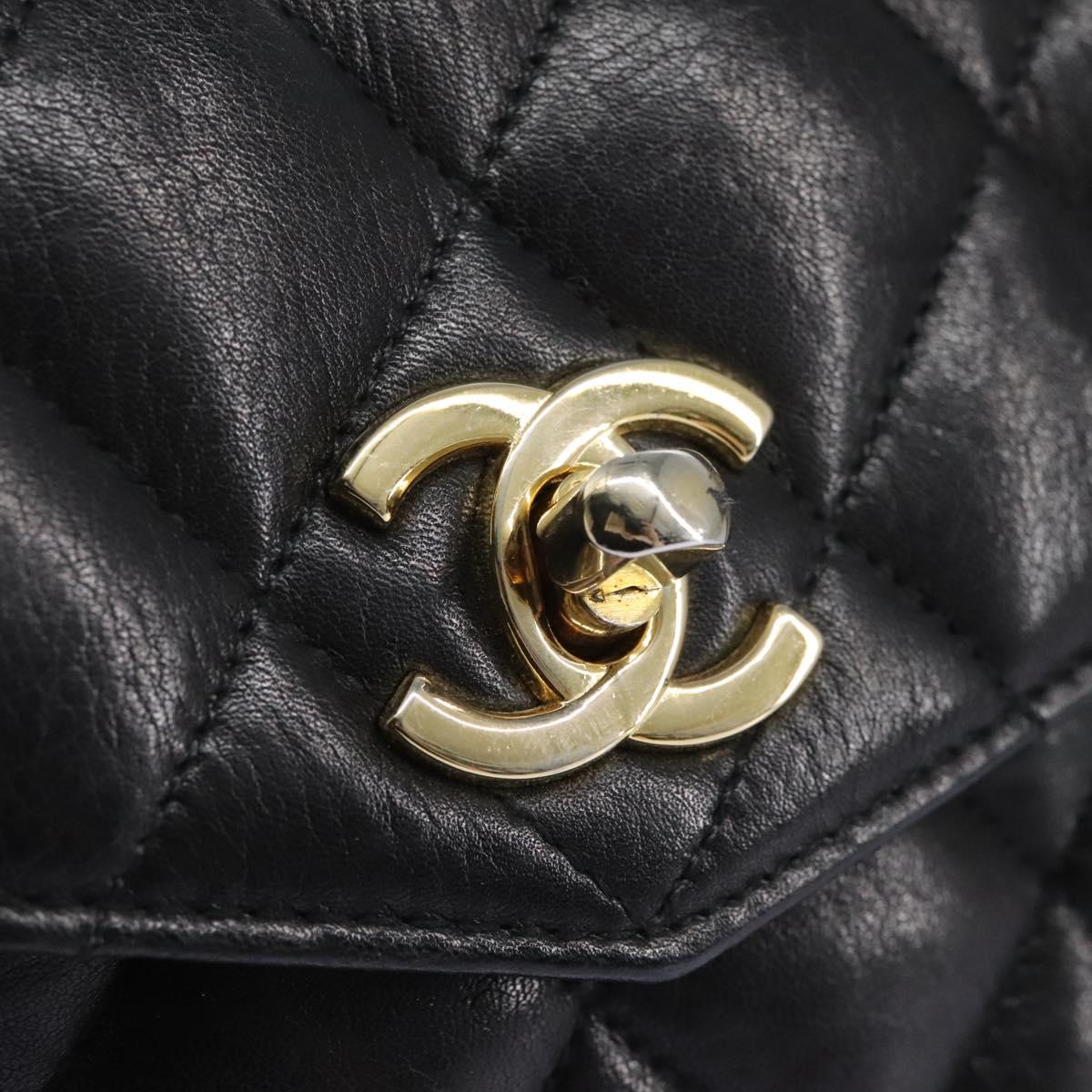 CHANEL Matelasse Chain Waist bag Lamb Skin Black Gold CC ep7397