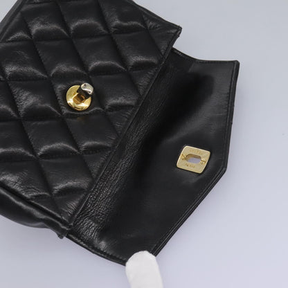 CHANEL Matelasse Chain Waist bag Lamb Skin Black Gold CC ep7397