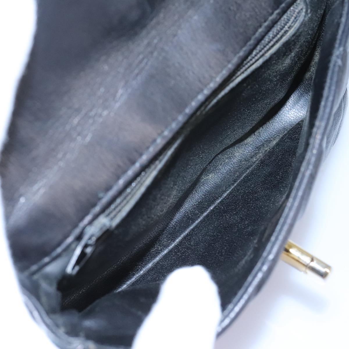 CHANEL Matelasse Chain Waist bag Lamb Skin Black Gold CC ep7397
