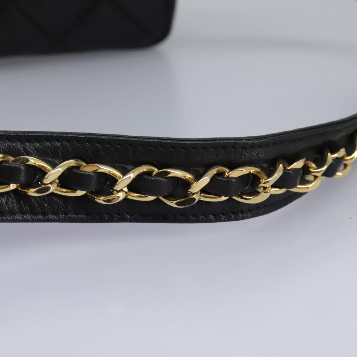 CHANEL Matelasse Chain Waist bag Lamb Skin Black Gold CC ep7397