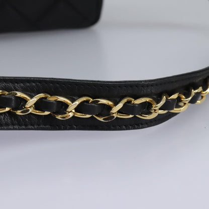 CHANEL Matelasse Chain Waist bag Lamb Skin Black Gold CC ep7397