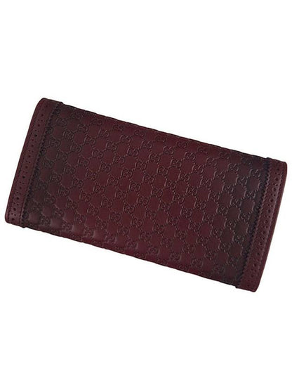 Gucci Antique Lace Leather Long Wallet Burgundy Wine