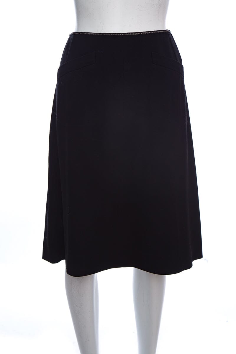 Chanel 2015 Black Chain Detail Skirt SZ 44