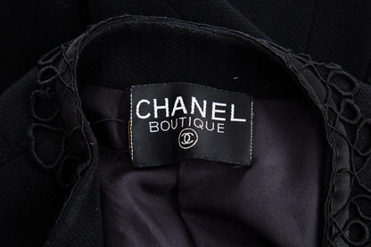 Chanel Boutique Vintage Black Lace Detail Jacket SZ 40
