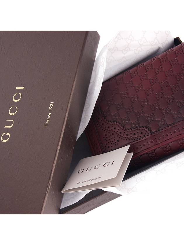 Gucci Antique Lace Leather Long Wallet Burgundy Wine