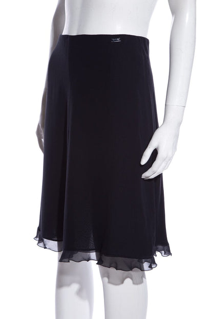 Chanel  '01 Navy Ruffle Hem Skirt SZ 36