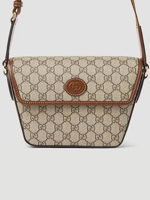 Gucci All Over GG Supreme Canvas Flap Cross Bag Beige
