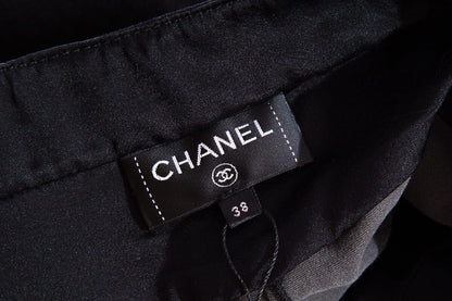 Chanel Black Sparkle Stretch Lambskin Pants SZ 38