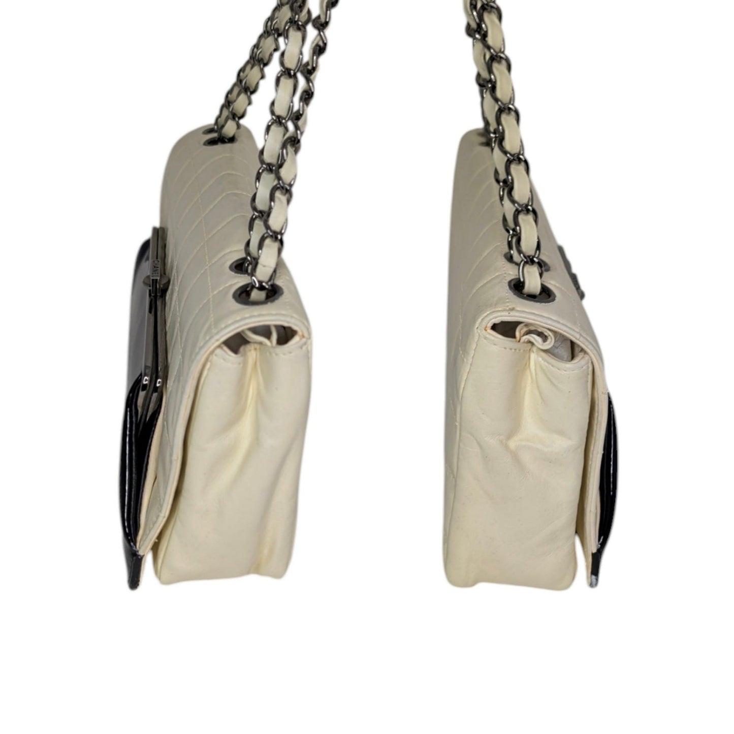 Chanel 2006 Chocolate Bar Lambskin Bicolor Kiss-Lock Flap