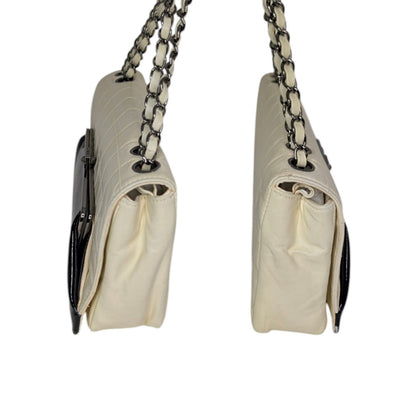 Chanel 2006 Chocolate Bar Lambskin Bicolor Kiss-Lock Flap