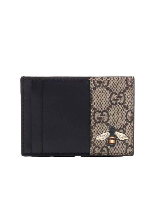 Gucci Bee Print Card Wallet Tan