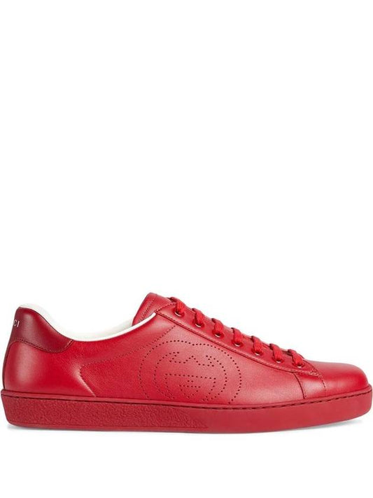 Gucci Ace Interlocking G Low Top Sneakers Hibiscus Red