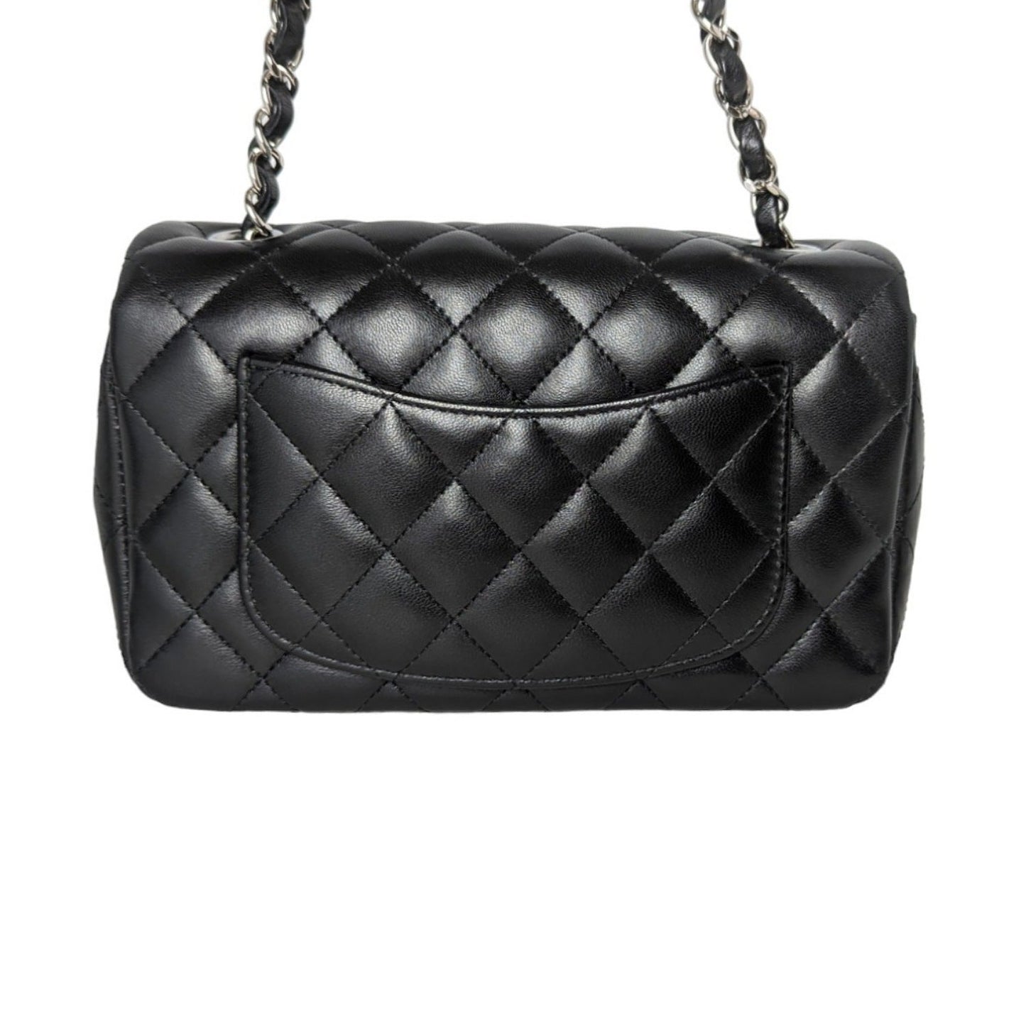 Chanel 2019 Black Lambskin Quilted Mini Rectangular Flap