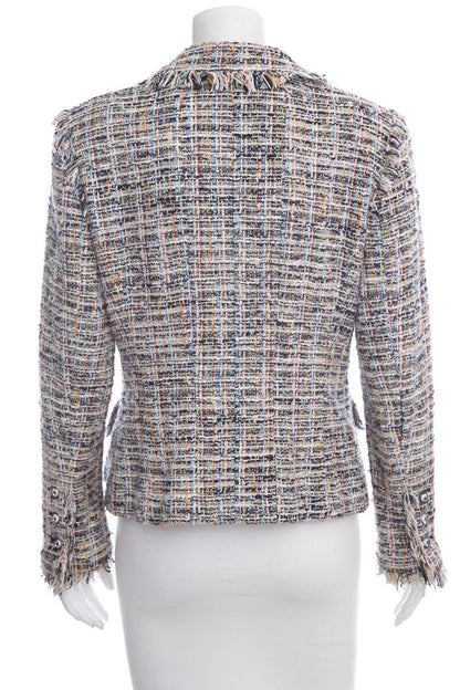Chanel Multicolor Tweed Fringe Jacket SZ 42