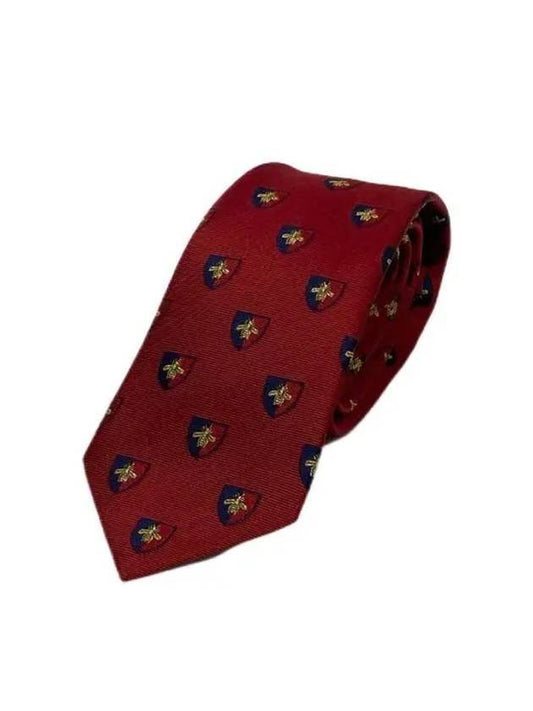 Gucci Bee Logo Silk Tie Red Navy