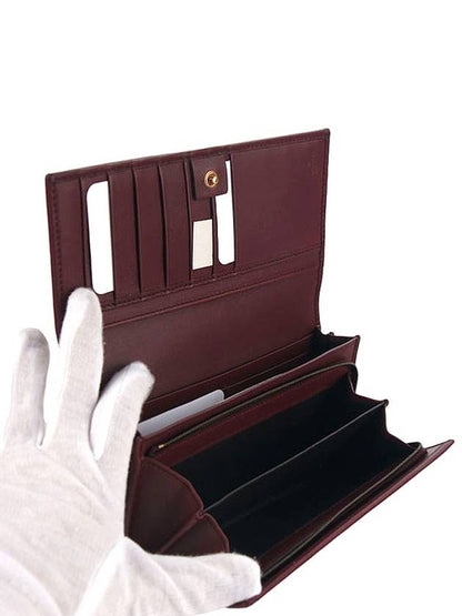 Gucci Antique Lace Leather Long Wallet Burgundy Wine