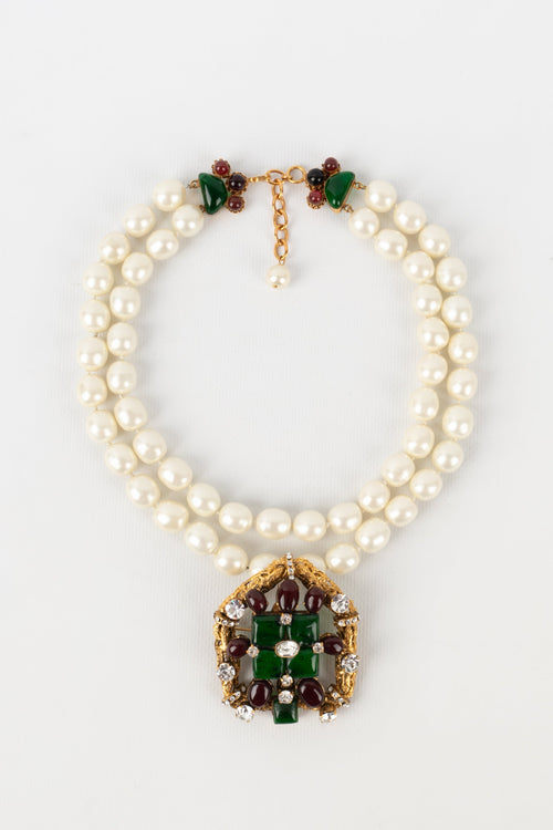 Collier en pte de verre Chanel