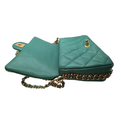 Chanel 2023 Green Grained Calfskin Quilted Mini CC You Flap