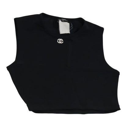 CHANEL Tank Top Silk Black CC FF0061