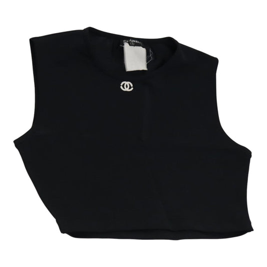CHANEL Tank Top Silk Black CC FF0061