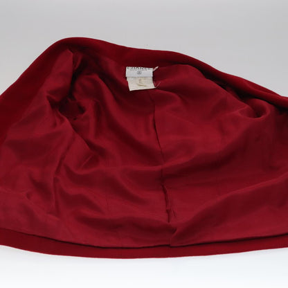 CHANEL Coat Jacket Cashmere Red CC FF0216