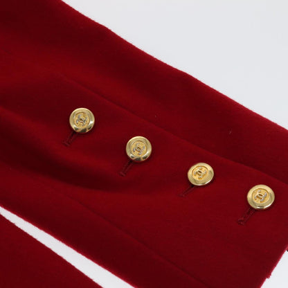 CHANEL Coat Jacket Cashmere Red CC FF0216