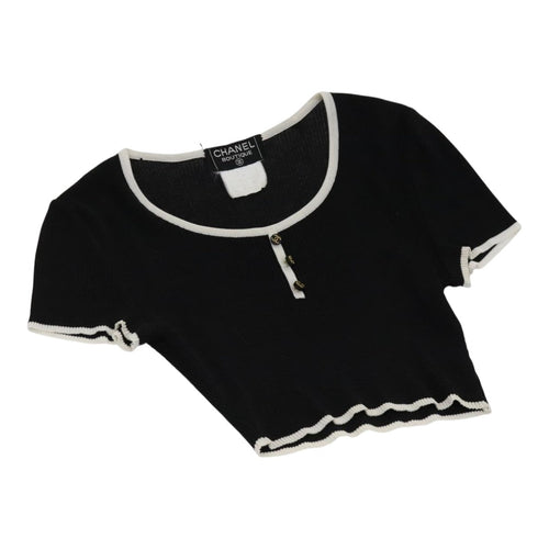 CHANEL Short Sleeve Cotton Black CC FF0248