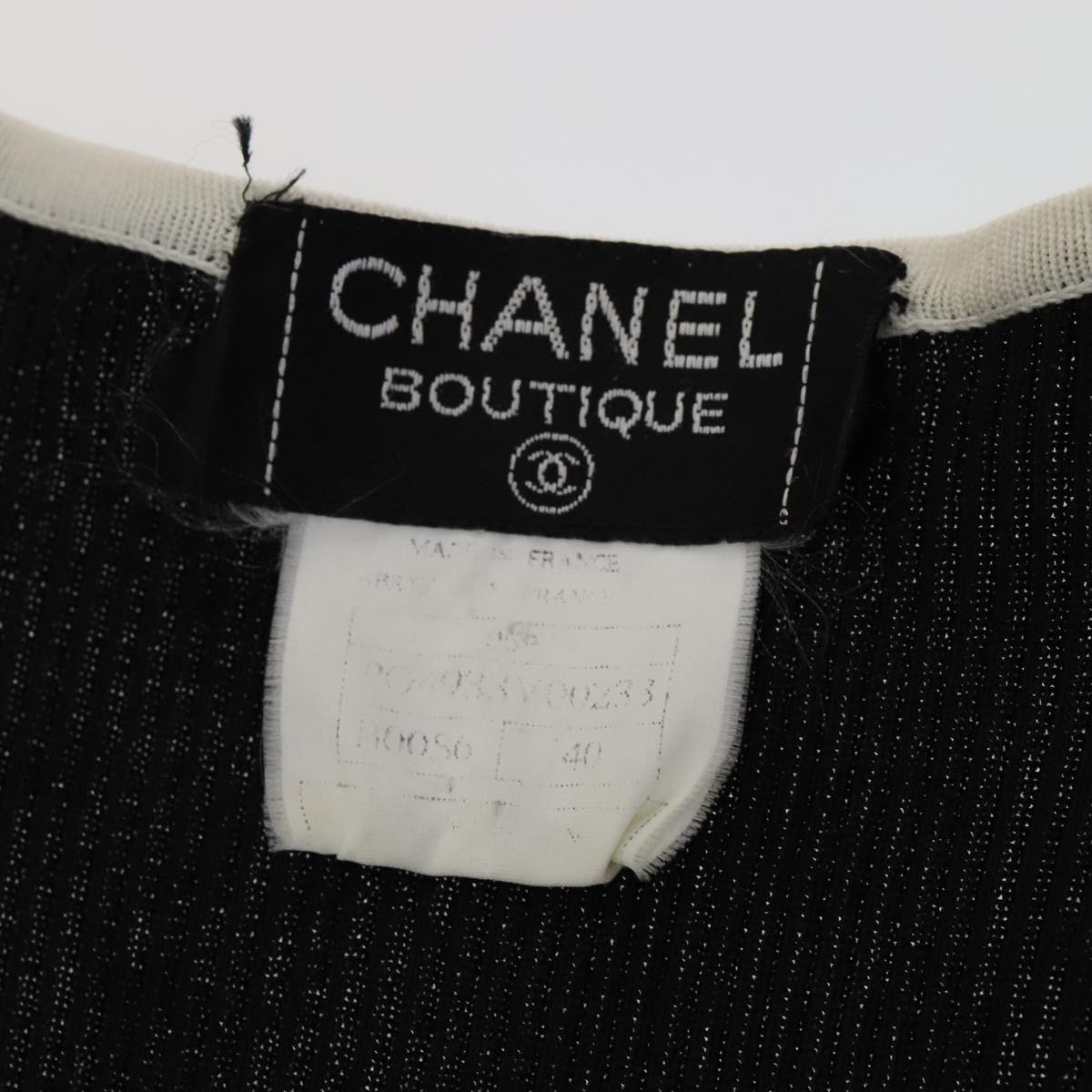 CHANEL Short Sleeve Cotton Black CC FF0248