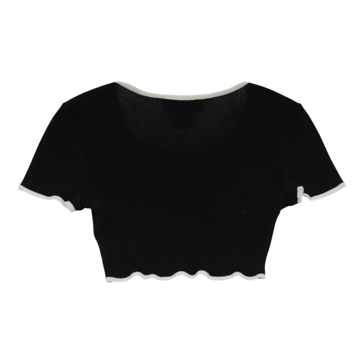 CHANEL Short Sleeve Cotton Black CC FF0248