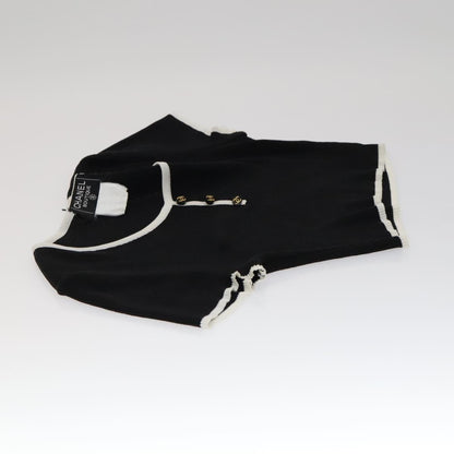 CHANEL Short Sleeve Cotton Black CC FF0248