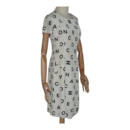 CHANEL One Piece Silk White CC FF0439