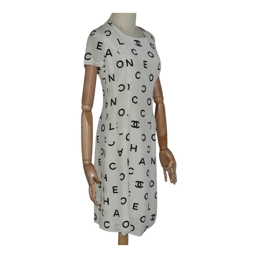 CHANEL One Piece Silk White CC FF0439