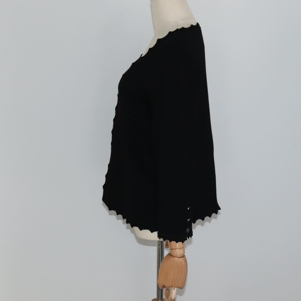 CHANEL Cardigan Wool 46 Black CC FF0776