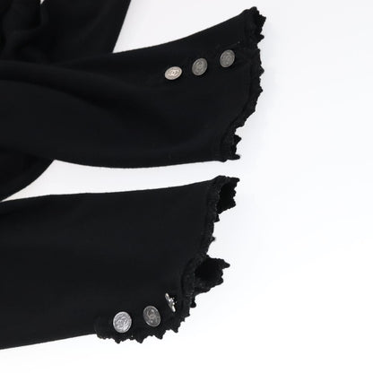 CHANEL Cardigan Wool 46 Black CC FF0776