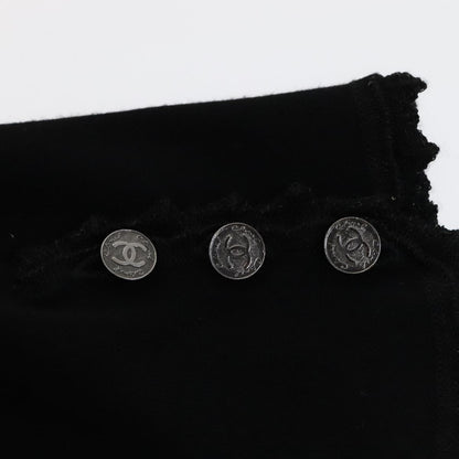CHANEL Cardigan Wool 46 Black CC FF0776