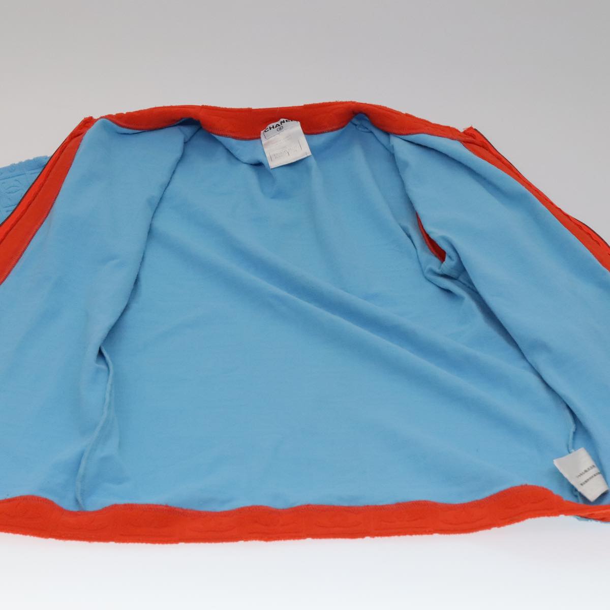 CHANEL Short Sleeve Cotton Blue CC FF0787