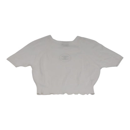 CHANEL Short Sleeve Wool White CC FF1125