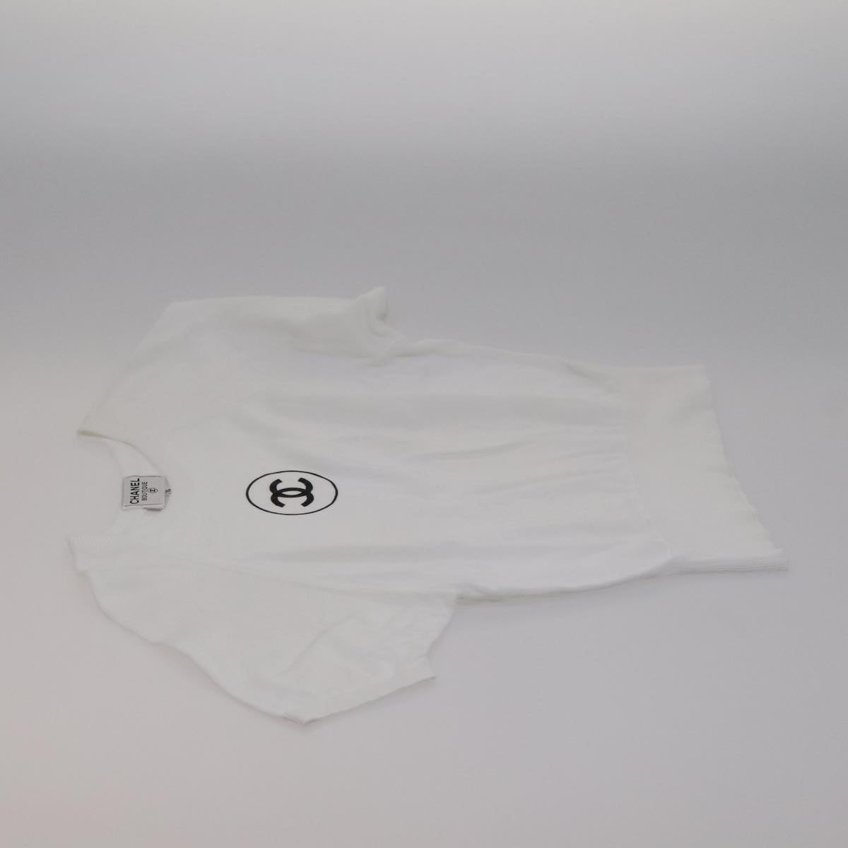 CHANEL Short Sleeve Wool White CC FF1125
