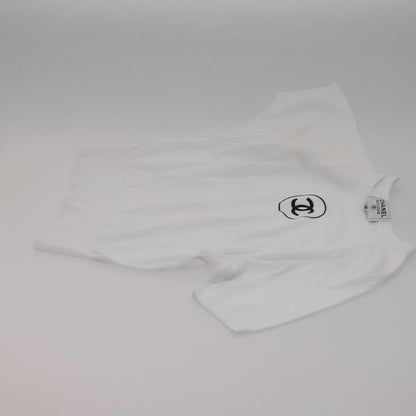 CHANEL Short Sleeve Wool White CC FF1125