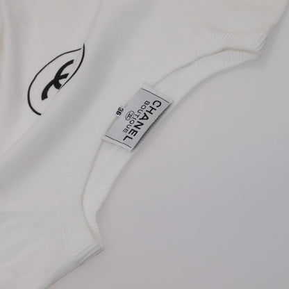 CHANEL Short Sleeve Wool White CC FF1125
