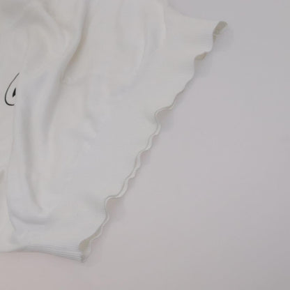 CHANEL Short Sleeve Wool White CC FF1125