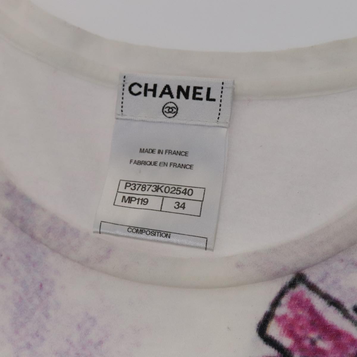 CHANEL Short Sleeve Cotton White CC FF1414