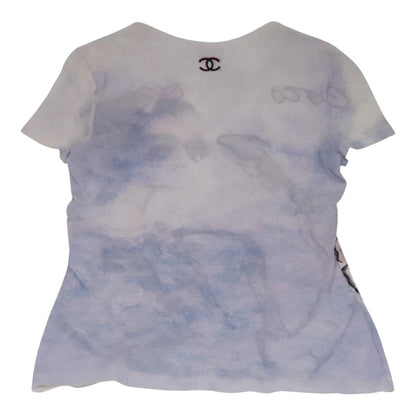CHANEL Short Sleeve Cotton White CC FF1414