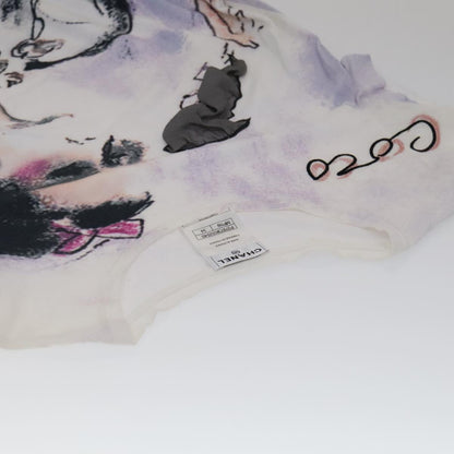 CHANEL Short Sleeve Cotton White CC FF1414
