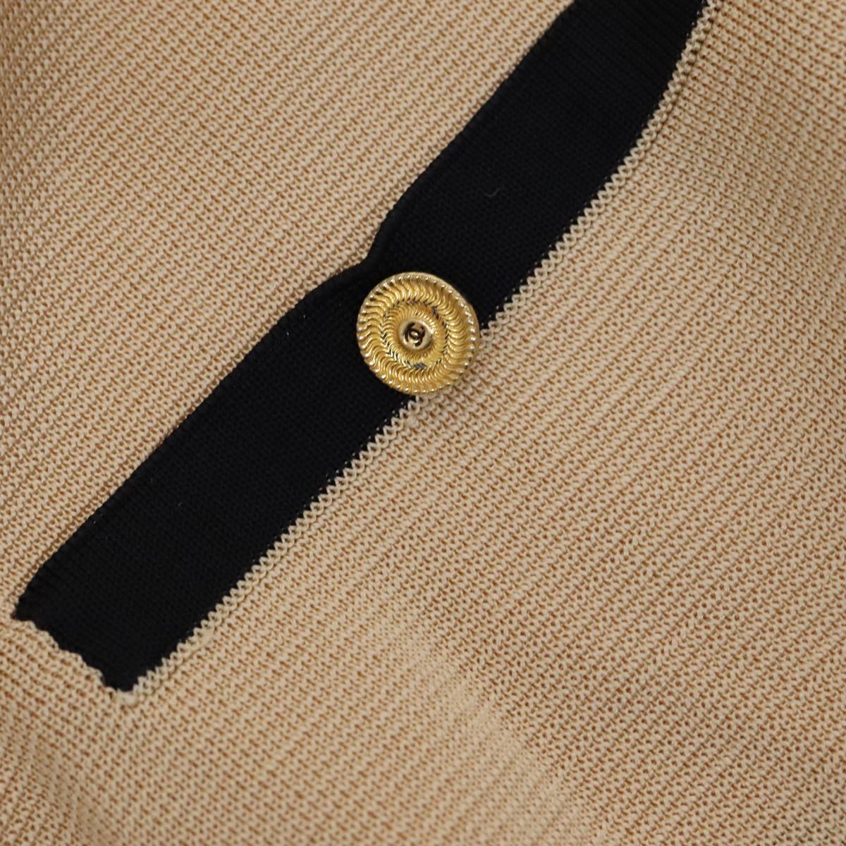 CHANEL Cardigan & Dress Set Wool Beige Black CC FF1462