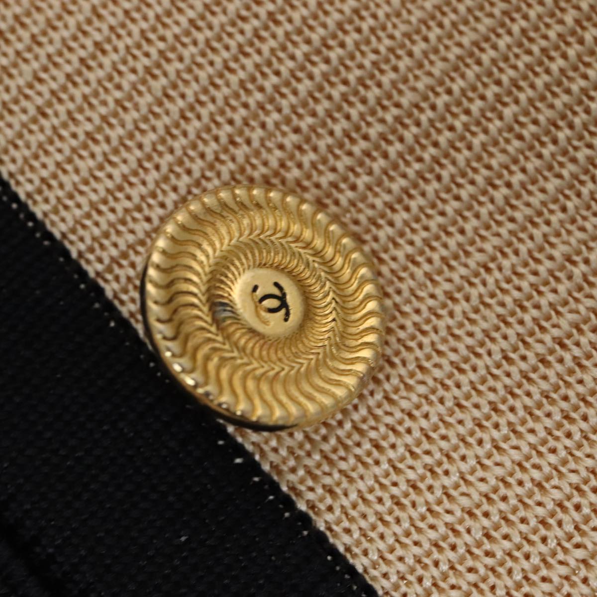 CHANEL Cardigan & Dress Set Wool Beige Black CC FF1462