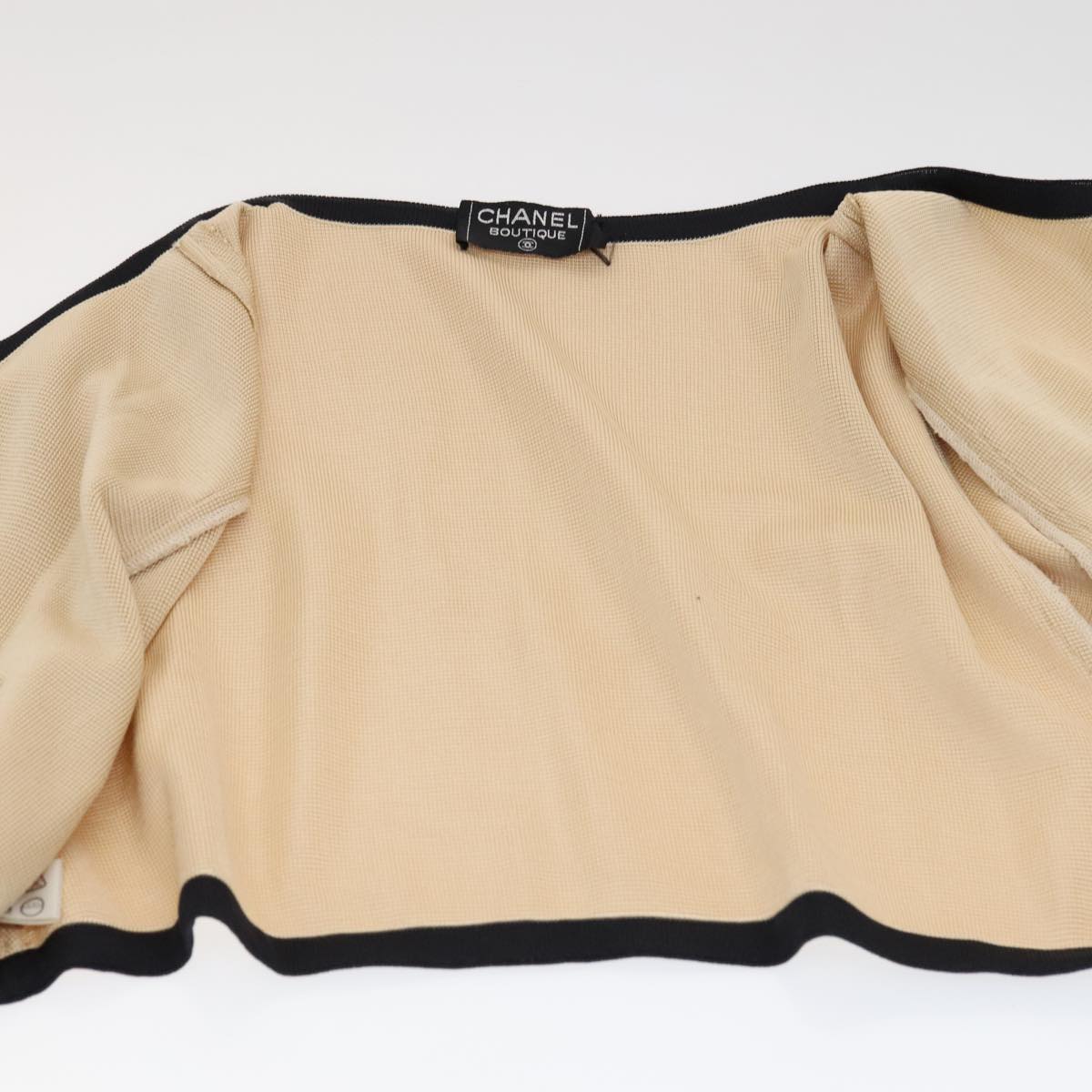 CHANEL Cardigan & Dress Set Wool Beige Black CC FF1462